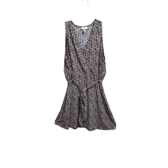 Loft Faux Wrap Tie Brown and Blue Floral Dress Women’s Size XL - Picture 1 of 3